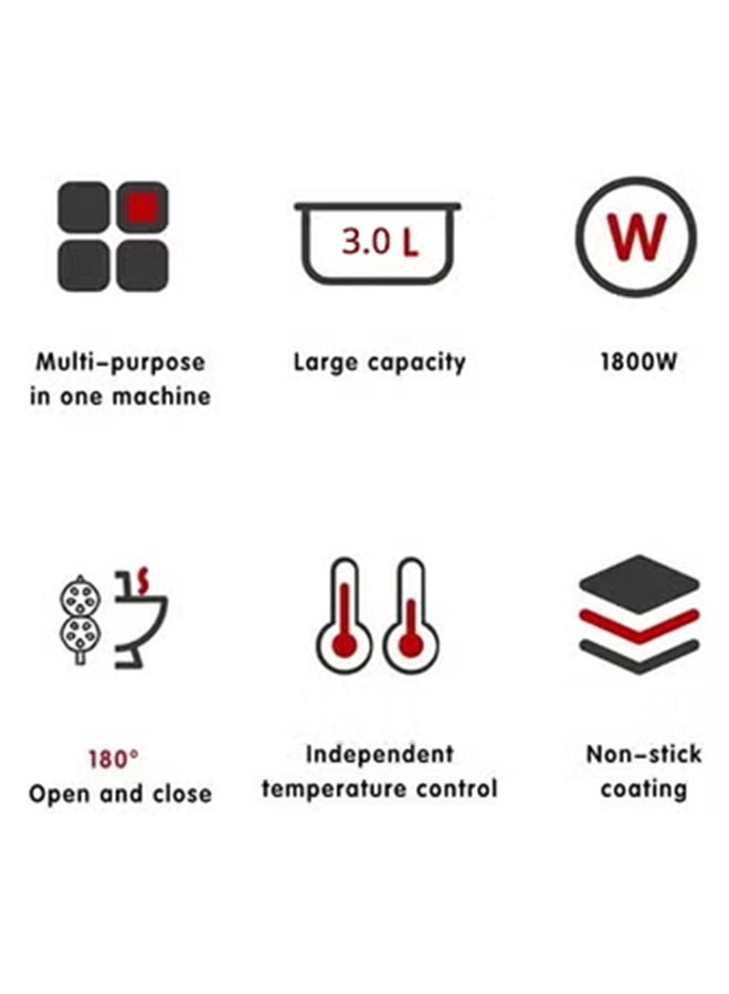 XiuWoo Multifunctional Electric Pot Baking Pan Household Pancake Machine Hot Pot Frying Non stick Cooker, Adjustable Temperature, Detacable, for Pancake, Pan, Hot pot, Breakfast - Image 2