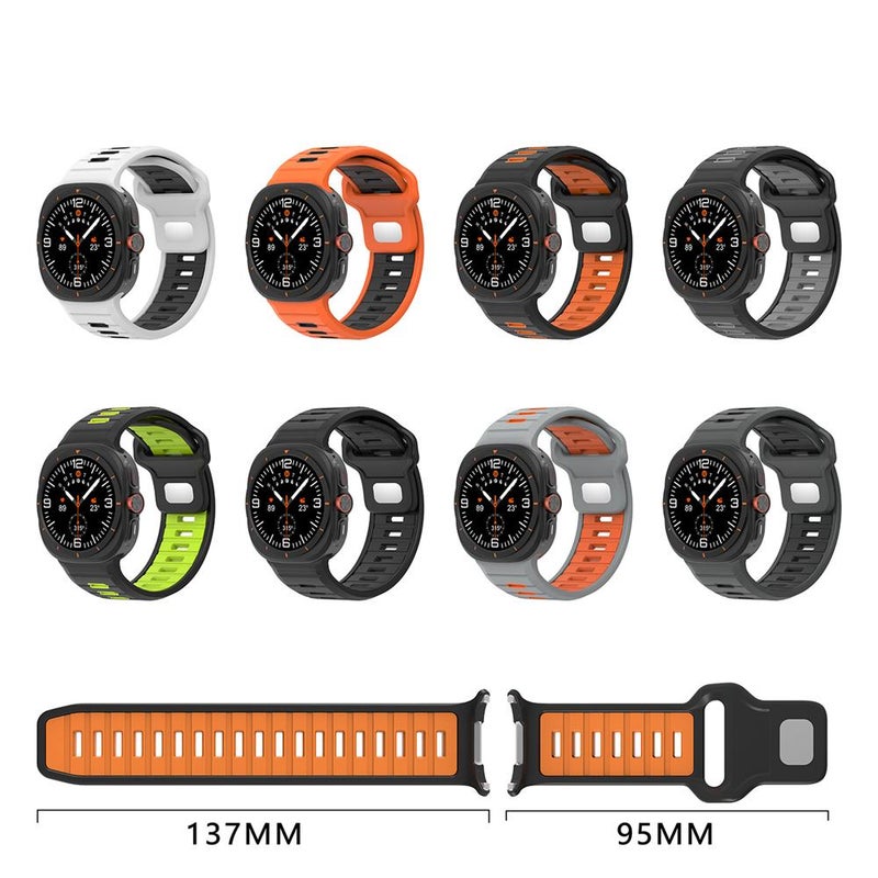 erorex For Samsung Galaxy Watch Ultra 47Mm / Ultra 2025 Two Color Reverse Buckle Silicone Watch Band(Black Orange) - Image 4
