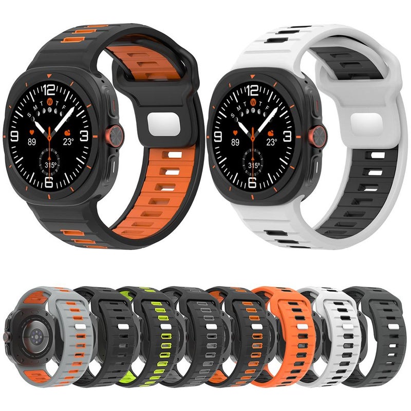 erorex For Samsung Galaxy Watch Ultra 47Mm / Ultra 2025 Two Color Reverse Buckle Silicone Watch Band(Black Orange) - Image 3