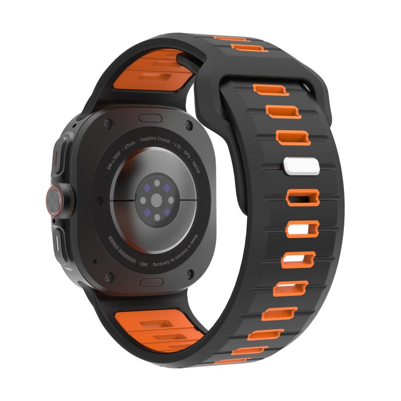 erorex For Samsung Galaxy Watch Ultra 47Mm / Ultra 2025 Two Color Reverse Buckle Silicone Watch Band(Black Orange) - Image 2