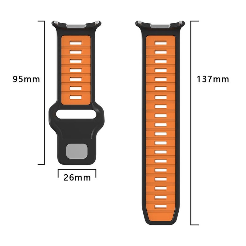 erorex For Samsung Galaxy Watch Ultra 47Mm / Ultra 2025 Two Color Reverse Buckle Silicone Watch Band(Black Orange) - Image 5