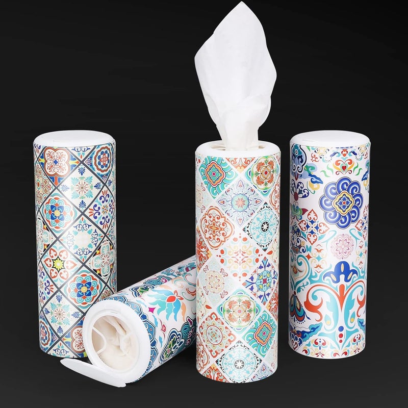 ã‚¯ãƒ­ãƒãƒ¼(Clover) Car Tissue Holder with Facial tissues Bulk, Tissue for Car Cup Holder, Round Tissue Boxes for car tissues Cylinder,Travel tissues Packs Bulk (Lition, 3-Ply, 4 Pack, 200 Sheets) - Image 2