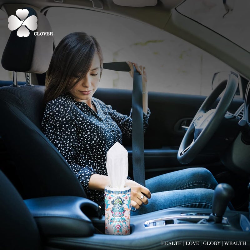 ã‚¯ãƒ­ãƒãƒ¼(Clover) Car Tissue Holder with Facial tissues Bulk, Tissue for Car Cup Holder, Round Tissue Boxes for car tissues Cylinder,Travel tissues Packs Bulk (Lition, 3-Ply, 4 Pack, 200 Sheets) - Image 3