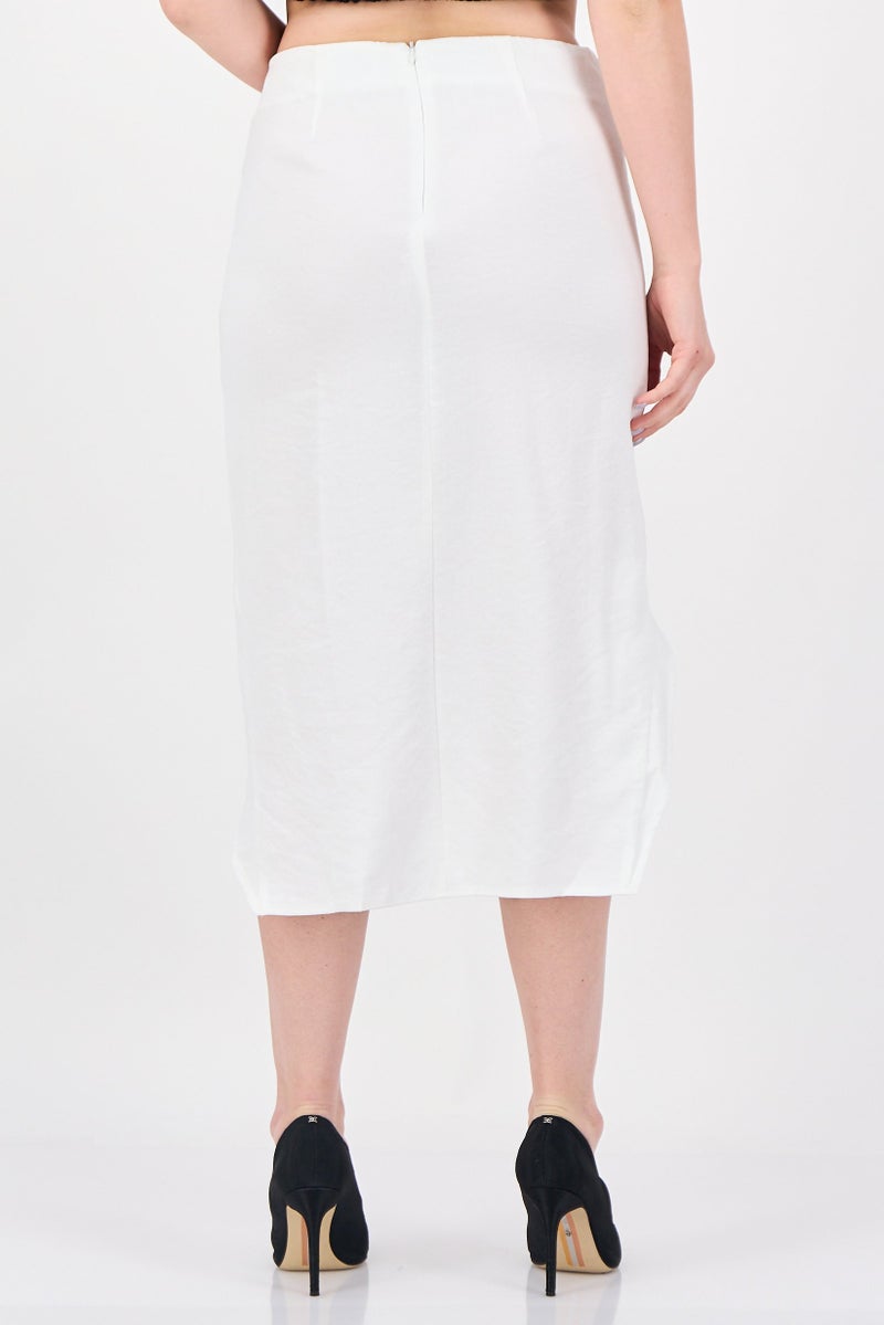 SNDYS Women Plain Monique Midi Skirt, White - Image 2
