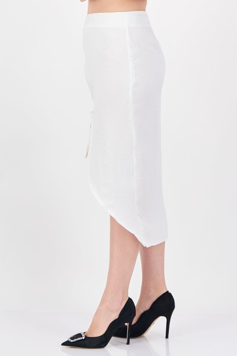 SNDYS Women Plain Monique Midi Skirt, White - Image 3
