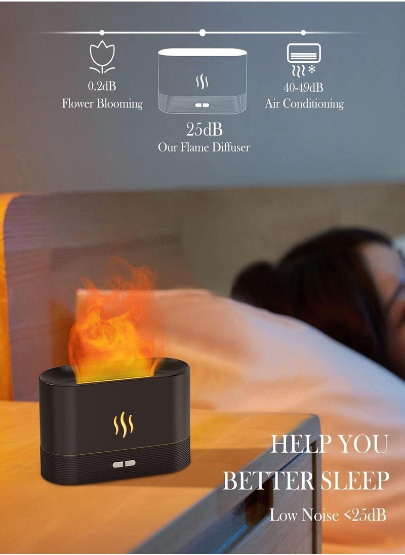 Essential Oil Diffuser with Flame Light Effect, 180ml Air Diffuser for Essential Oils, Humidifier for Bedroom with 2 Brightness, Auto Shut-off Function (White)  - Image 3