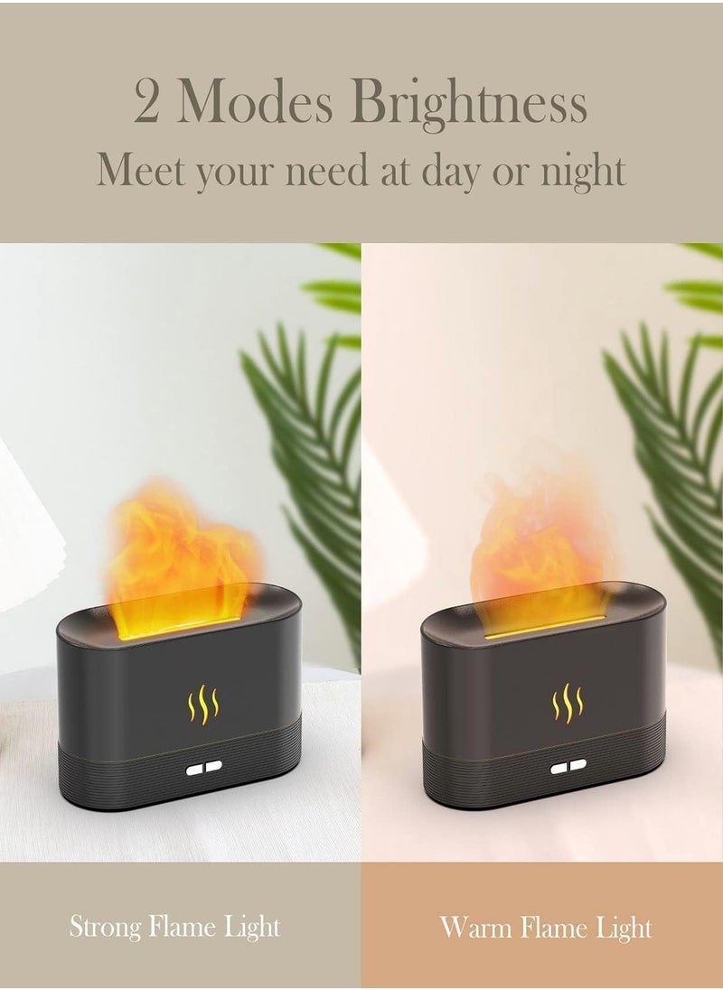 Essential Oil Diffuser with Flame Light Effect, 180ml Air Diffuser for Essential Oils, Humidifier for Bedroom with 2 Brightness, Auto Shut-off Function (White)  - Image 2
