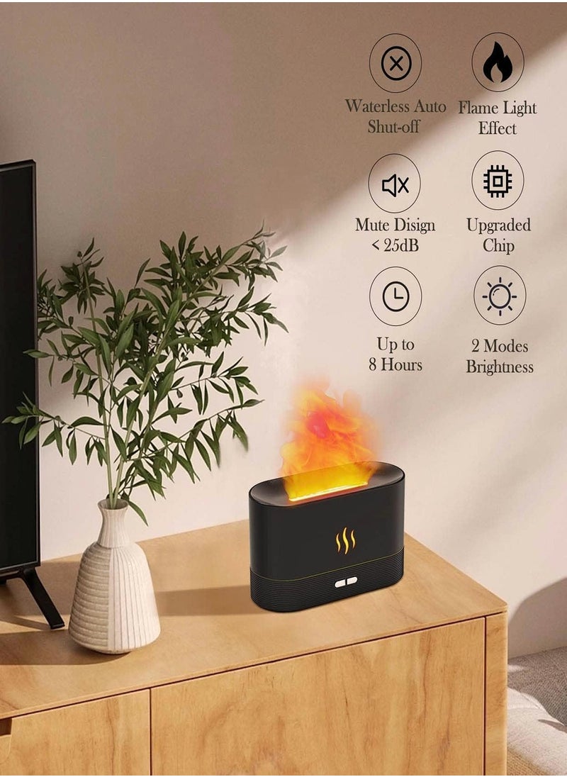 Essential Oil Diffuser with Flame Light Effect, 180ml Air Diffuser for Essential Oils, Humidifier for Bedroom with 2 Brightness, Auto Shut-off Function (White)  - Image 4