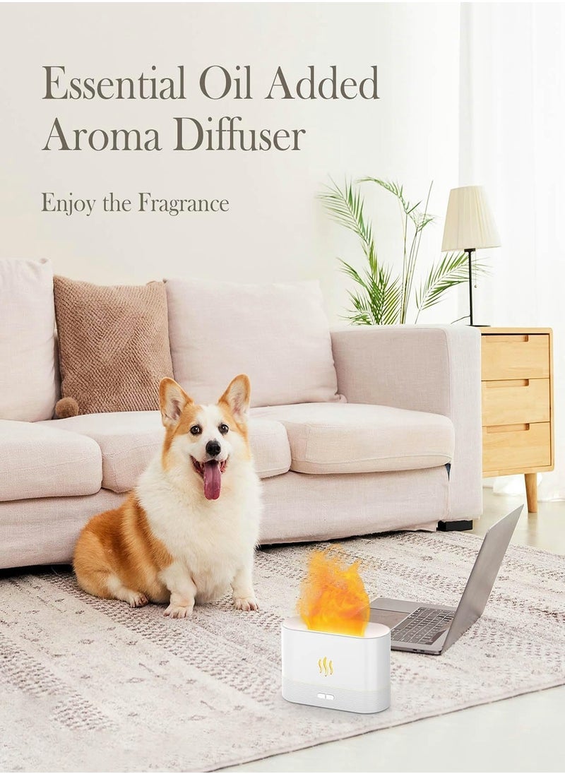 Essential Oil Diffuser with Flame Light Effect, 180ml Air Diffuser for Essential Oils, Humidifier for Bedroom with 2 Brightness, Auto Shut-off Function (White)  - Image 5