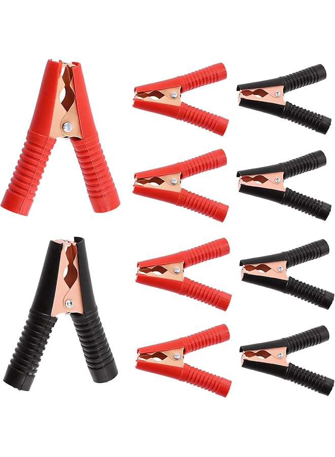 promass 10Pcs 100A Insulated Alligator Clips, Black & Red Boot Battery Alligator Clamps, Heavy Duty Crocodile Clamps for Truck Car Battery Electric Test - Image 1
