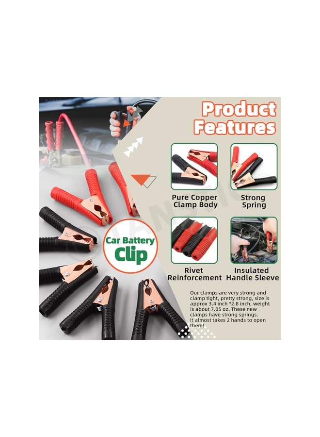 promass 10Pcs 100A Insulated Alligator Clips, Black & Red Boot Battery Alligator Clamps, Heavy Duty Crocodile Clamps for Truck Car Battery Electric Test - Image 3
