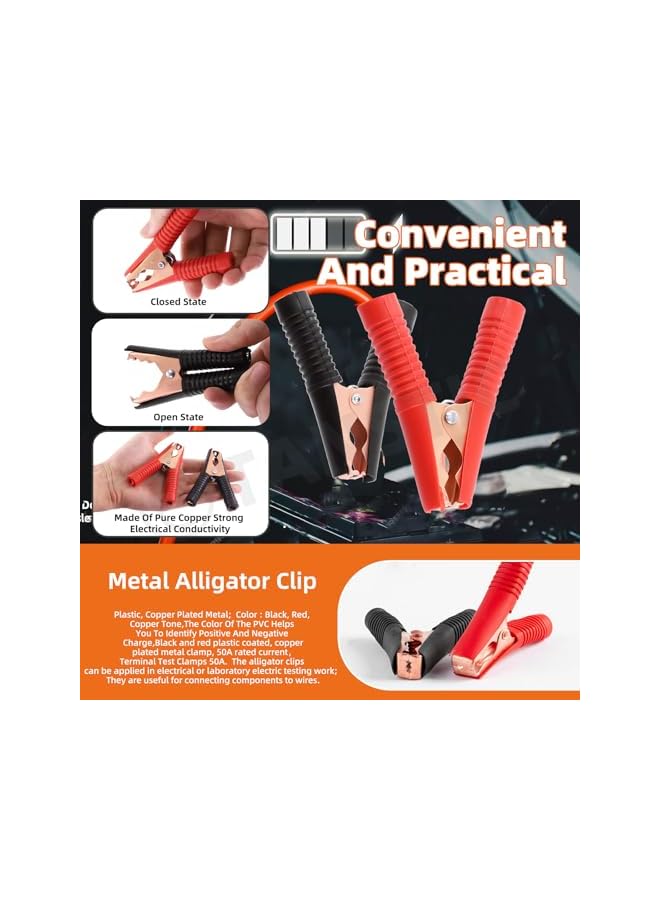 promass 10Pcs 100A Insulated Alligator Clips, Black & Red Boot Battery Alligator Clamps, Heavy Duty Crocodile Clamps for Truck Car Battery Electric Test - Image 5