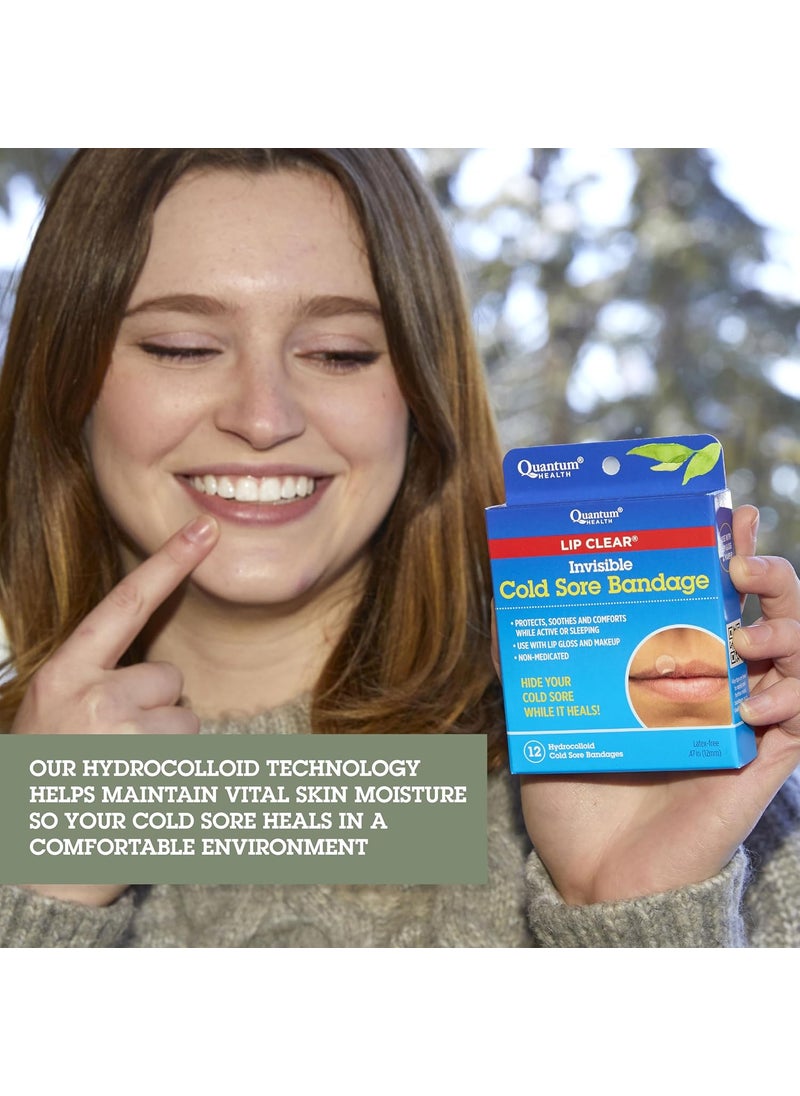 Quantum Quantum Health Lip Clear Invisible Cold Sore Bandage Fever Blister Patch  Patch Soothes and Protects Hides Cold Sores Helps Prevent Contamination 12 Ct  - Image 5