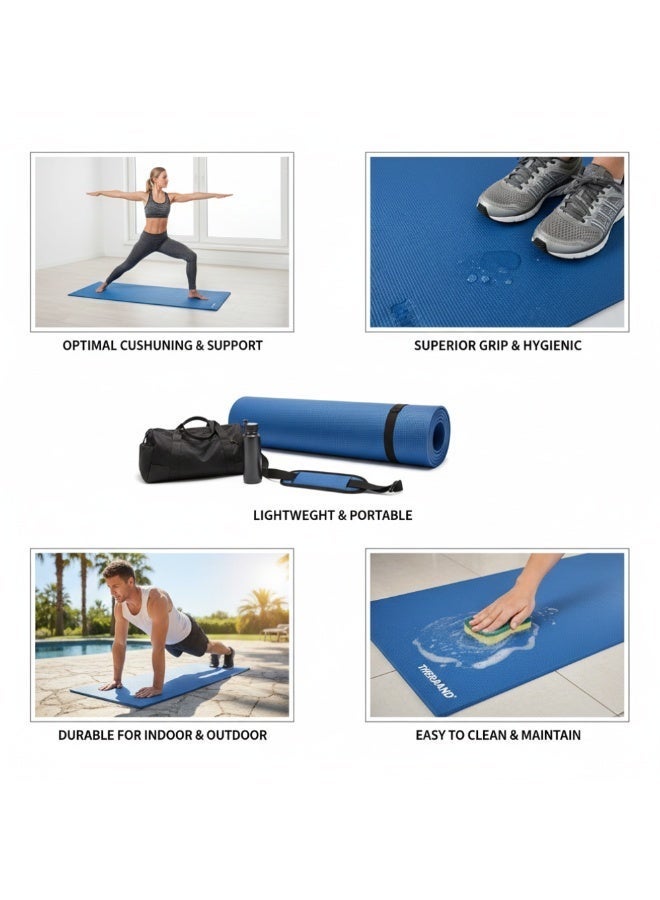 THERABAND Professional Exercise Mat 15mm Extra Thick – 190x60cm Blue High-Density Foam Mat for Yoga, Pilates, Gym & Floor Workouts – Non-Slip & Waterproof Comfort Training Mat - Image 4