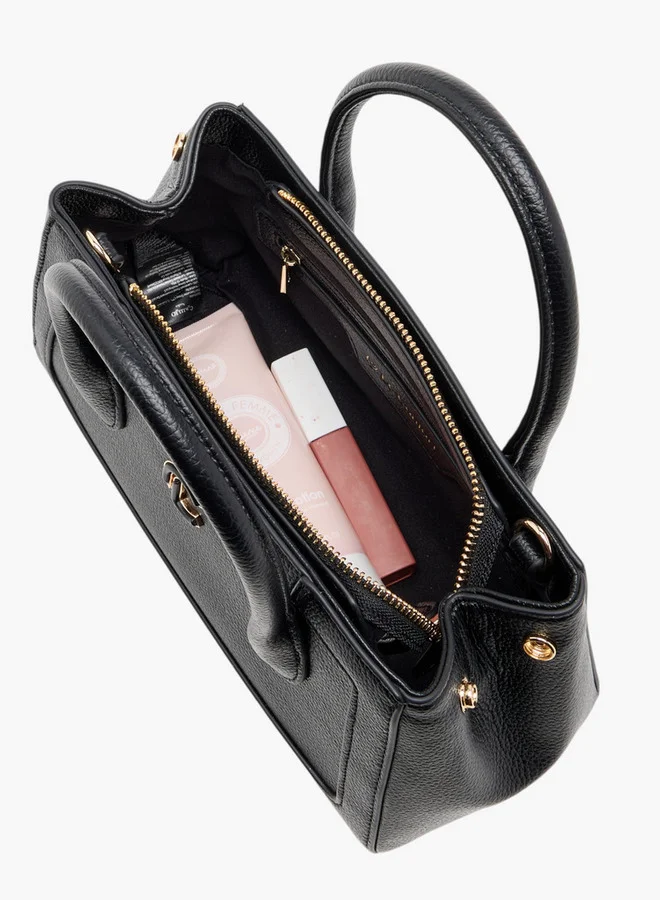 Le Confort Women's Monogram Print Tote Bag with Detachable Strap and Zip Closure