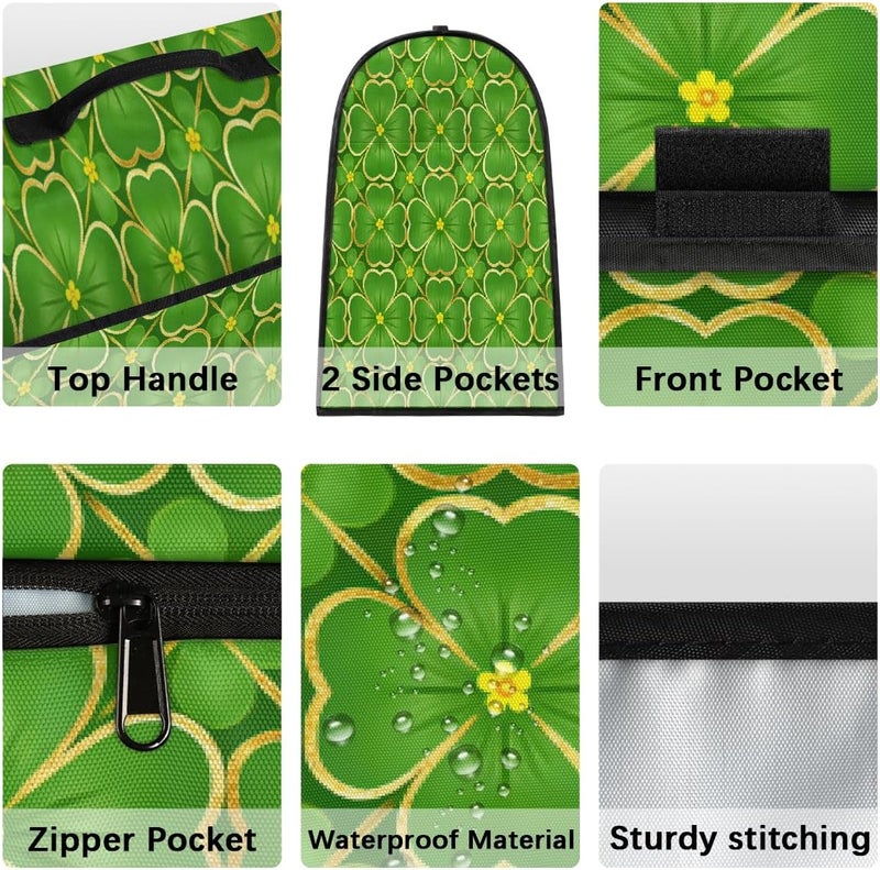 Gold Grid Clover Pattern Kitchen Aid Mixer Cover with Zipper Pockets - Stand Mixer Dust Cover Compatible with 6-8 Quarts Tilt Head & Bowl Lift Models, Durable Cloth Organizer Bag - Image 4