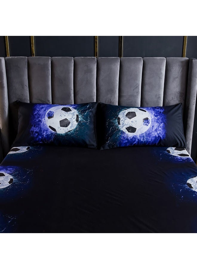 NIBEMINENT 4-Piece 3D Printed Fitted and Bed Sheet with Pillowcase Polyester Multicolour 45.00 x 8.00 35.00cm - Image 3