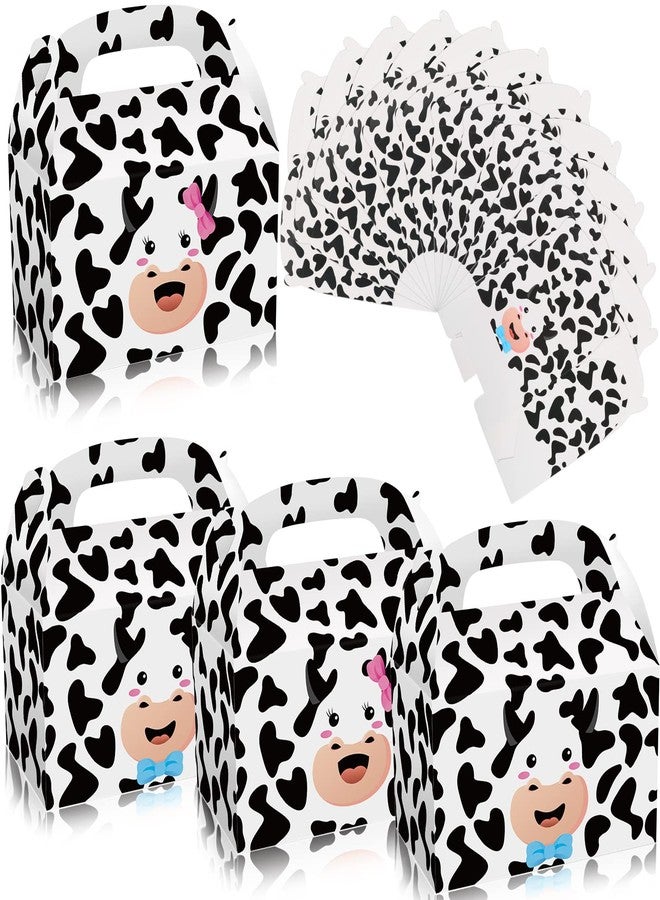 MIKIMIQI 12 PCS Farm Cow Party Decorations Boxes, Farm Animal Party Supplies Bags Cute Cow Treat Candy Boxes Farm Theme Birthday Party Decorations Cow Print Gift Bags for Baby Shower Cow Party Supplies - Image 1