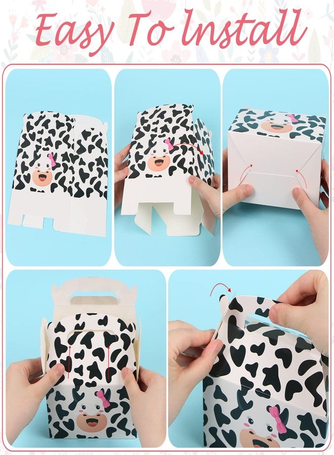 MIKIMIQI 12 PCS Farm Cow Party Decorations Boxes, Farm Animal Party Supplies Bags Cute Cow Treat Candy Boxes Farm Theme Birthday Party Decorations Cow Print Gift Bags for Baby Shower Cow Party Supplies - Image 3