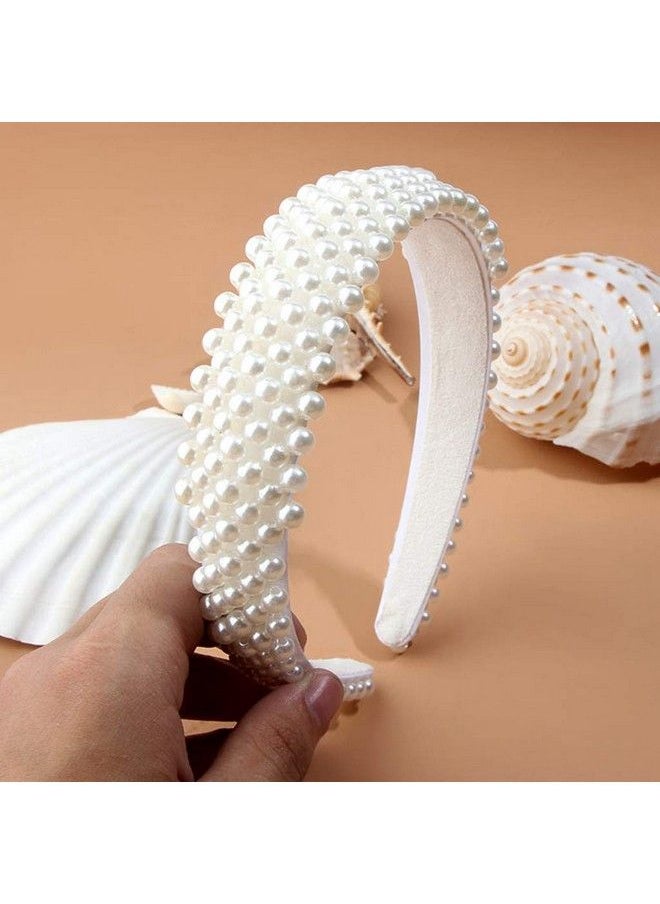 Lydztion Pearl Headbands For Women Ladieswhite Hairband Headwear Headdress Wedding Hair Accessories Bling Hair Clip Hairpins Barrette Styling Tools Accessories For Birthday Valentines Day Gifts  - Image 5