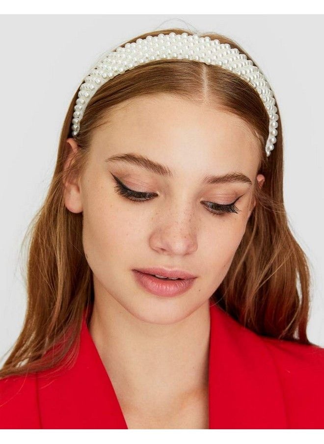 Lydztion Pearl Headbands For Women Ladieswhite Hairband Headwear Headdress Wedding Hair Accessories Bling Hair Clip Hairpins Barrette Styling Tools Accessories For Birthday Valentines Day Gifts  - Image 3