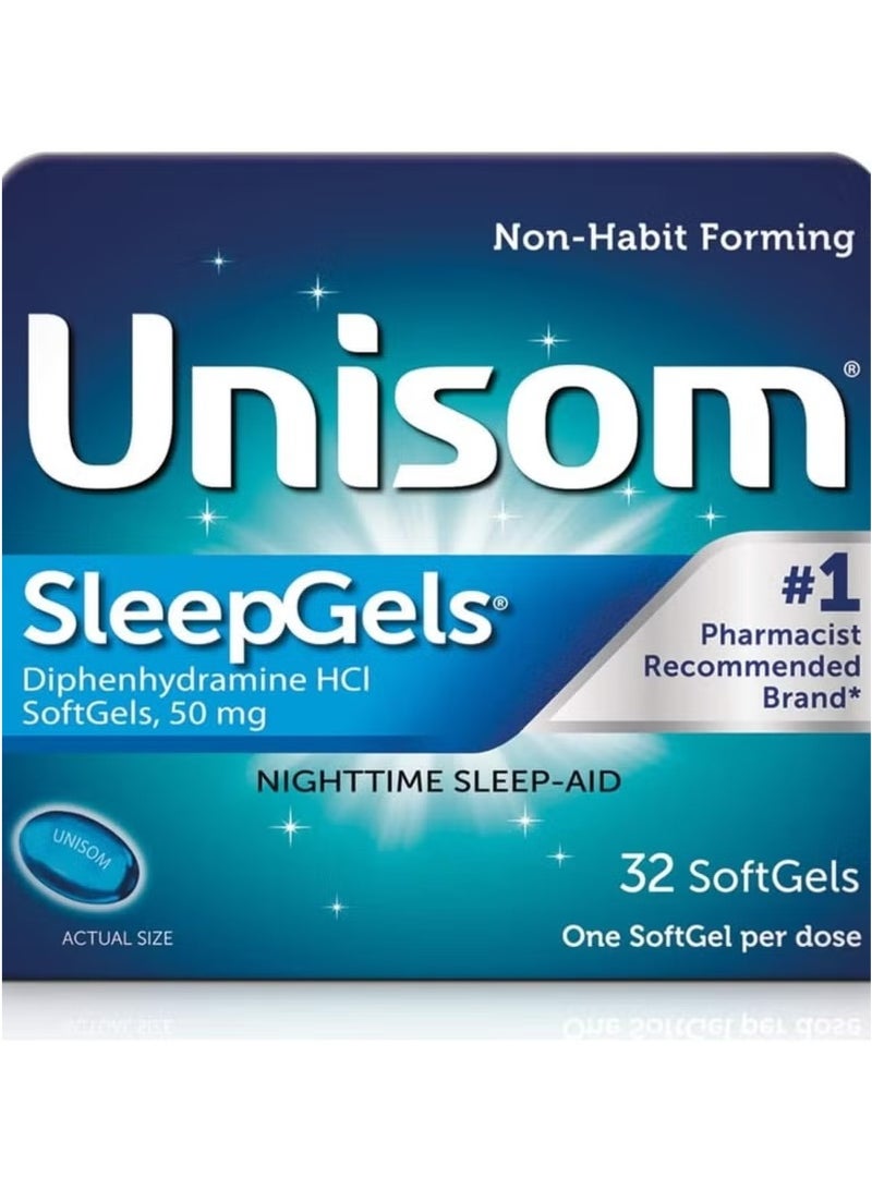 Unisom Sleep Gels Nighttime Sleep Aid 50 mg - 32 SoftGels - Image 1