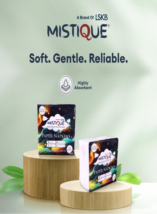 MISTIQUE 1 Ply 100 Pulls Tissue Paper Napkin (Pack of 6) | Soft and Highly Absorbent | Sheet Size (30 * 30 cm) - Image 3