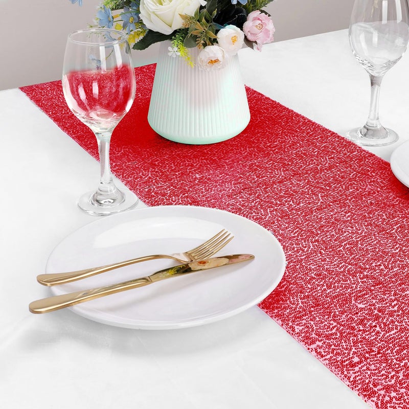 OGORI 6 Pack Sequin Table Runner Red  12 x 108 inch Glitter Red Table Runner for Rectangle Table for Birthday  Wedding  Banquet  Holiday Party Decorations & Baby Shower - Image 3