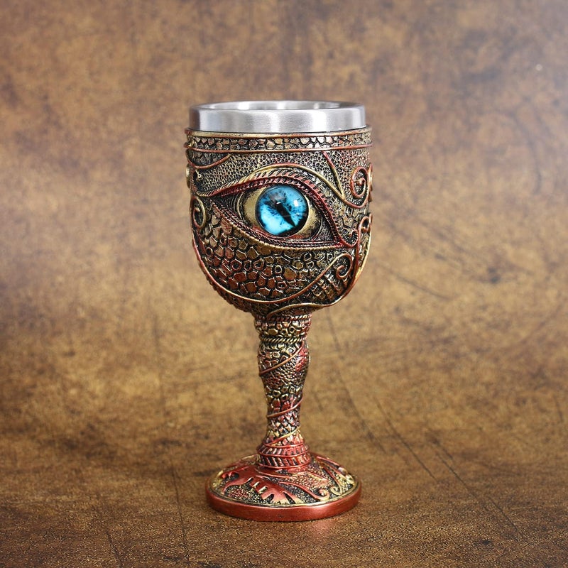 Ottalent Stainless Steel The Eye of The Dragon Wine Goblet Chalice,Dungeons and Dragons Medieval DragonWine Cups 7oz.Men’s Gift (Blue Eyes) - Image 2