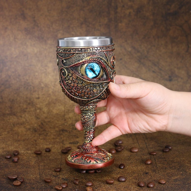 Ottalent Stainless Steel The Eye of The Dragon Wine Goblet Chalice,Dungeons and Dragons Medieval DragonWine Cups 7oz.Men’s Gift (Blue Eyes) - Image 3
