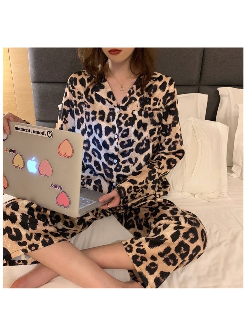 （XL）Womens Pajamas Set 2 Piece Button Down Pjs Soft Long Sleeve Top and Pants Sleepwear Set Girls Lounge Sets - Image 4