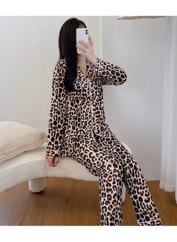 （XL）Womens Pajamas Set 2 Piece Button Down Pjs Soft Long Sleeve Top and Pants Sleepwear Set Girls Lounge Sets - Image 5
