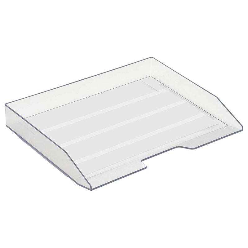 Acrimet Stackable Letter Tray Single Side Load Plastic Desktop File Organizer Clear Crystal Color 1 Unit - Image 2