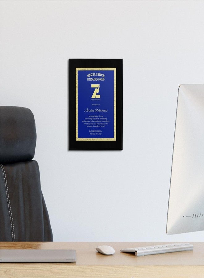 PlaqueMaker Award Plaque, Wooden Frame with Gold Border, Red, Black Or Blue Background wiht Gold Engraving. Customizable Text and Artwork (Blue, 8 x 10") - Image 4