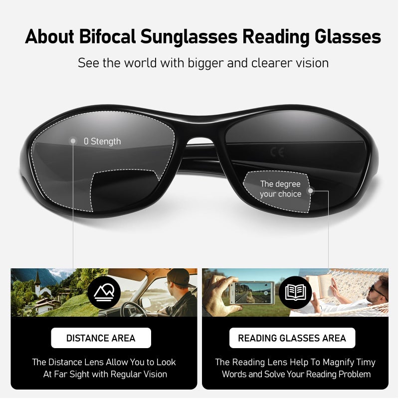 Lkeye Bifocal Reading Sunglasses For Men Women Sports Style Sun Reader Wrap Around Build-In Uv400 Protection Sports/Outdoor/Driving Eyewear Lk6092 (Gray/Blue +2.0Diopters) - Image 4