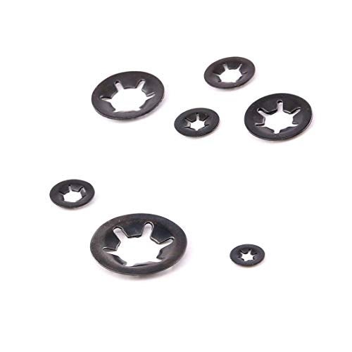 SpzcdZa 260pcs 7 Size Internal Tooth Starlock Washers Locking Washer Assortment Kit, Push On Speed Clips Fasteners Assortment Kit,Quick Speed Locking Washers,Black Oxide Finish65Mn Black Oxide Finish - Image 4
