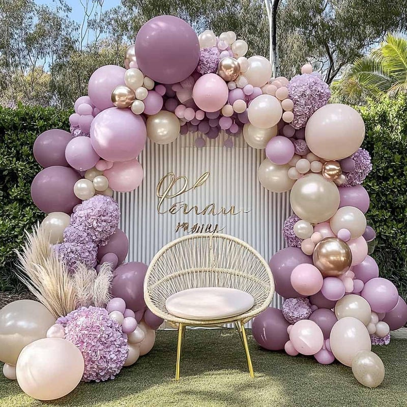 Partycus Dusty Purple Pink Balloon Arch Kit Double Stuffed Lavender White Sand Pearl Balloon Garland with Pastel Pink Lilac Blush Gold Latex for Baby Shower Birthday Wedding Valentines Party - Image 3