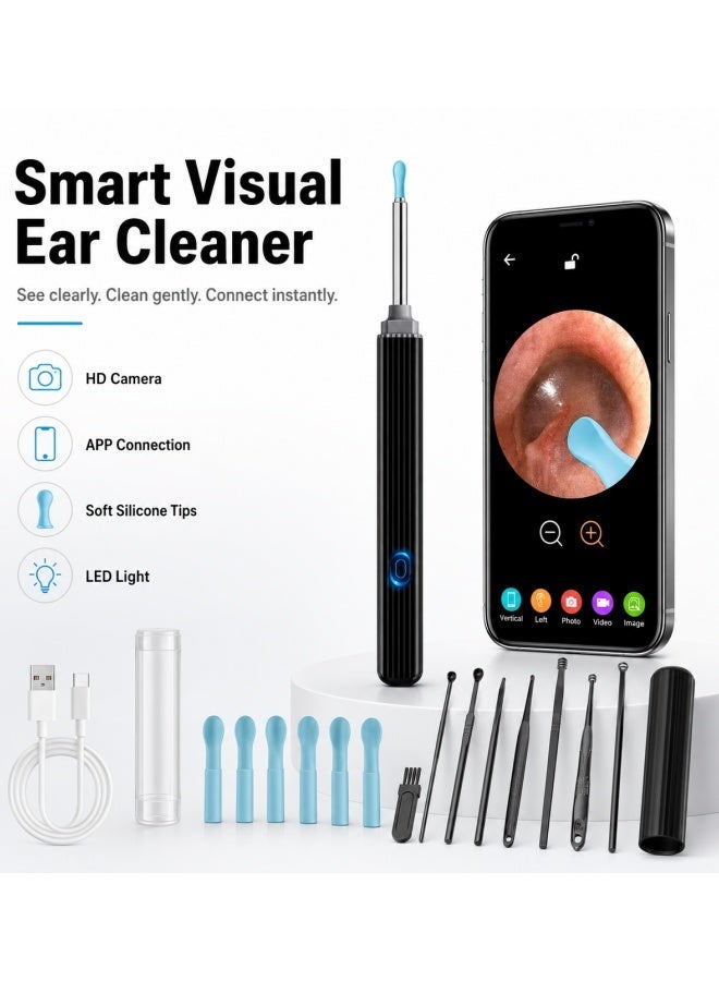 TAKHTEELA Visual Ear Wax Removal Tool with light, Wireless Ear Cleaning Kit for iOS, Android Smartphones, Wax Elimination Spoon Kit - Image 1