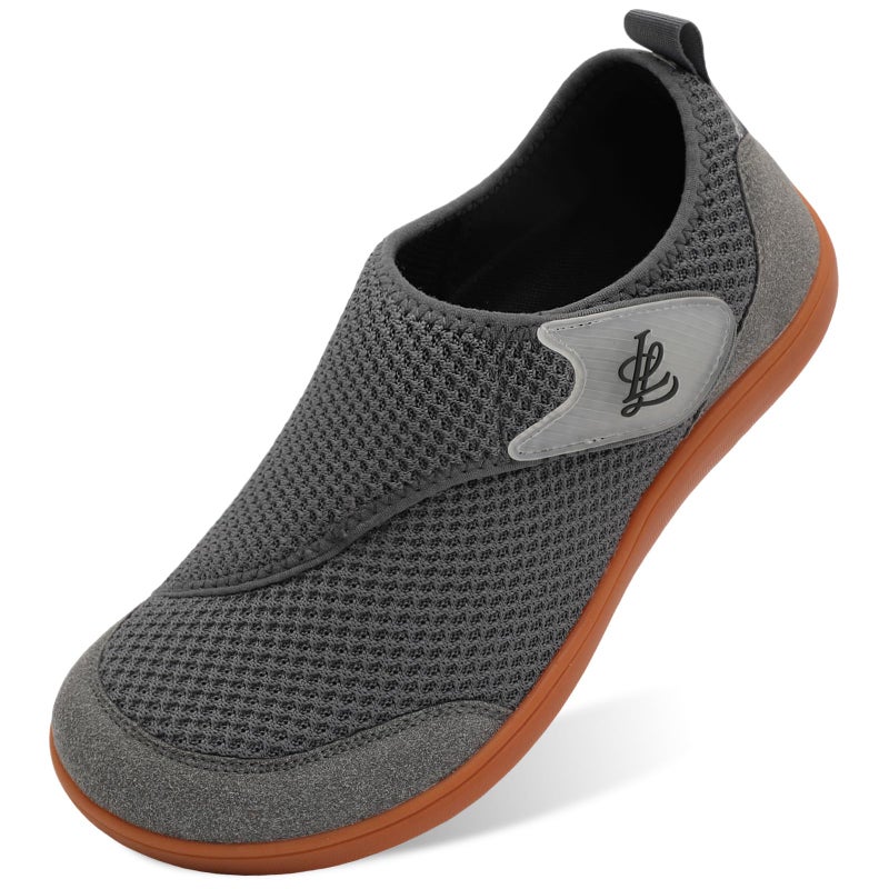 LeIsfIt Mens Wide Diabetic Shoes Adjustable Barefoot Walking Shoes Breathable Zero Drop Sneakers for Wide Width Arthritis Edema Feet Dark Grey Size 11 - Image 1