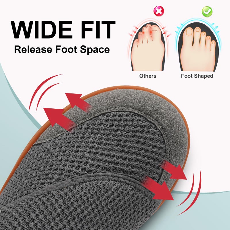 LeIsfIt Mens Wide Diabetic Shoes Adjustable Barefoot Walking Shoes Breathable Zero Drop Sneakers for Wide Width Arthritis Edema Feet Dark Grey Size 11 - Image 3