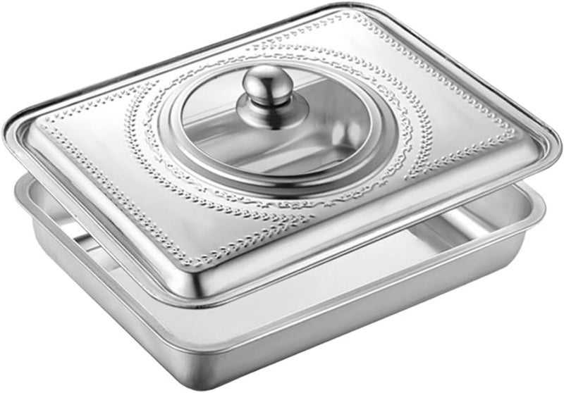 Glass Dishes Griddle Cover Stainless Steel Pan Cover Lid for Chafing Dishes and Steam Table Pans Pan Lids for Food Warmer Buffet Serving Chafing Dishes with Window S Griddle Cover Metal Tray - Image 1