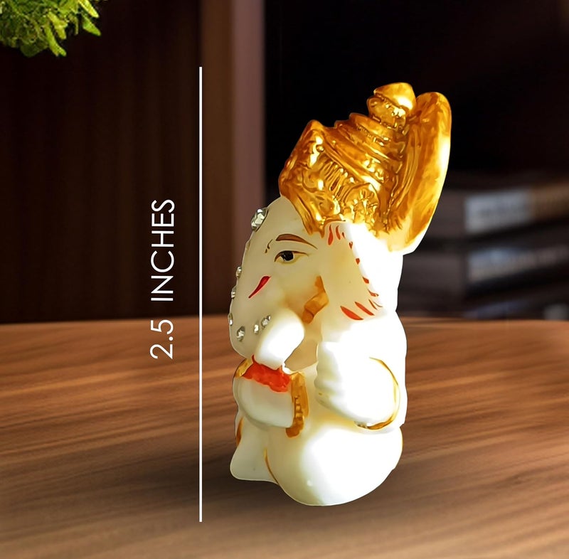 SOLOBOLO Ganesh Idol for Car Dashboard with Small Temple for Car DashboardGanesh Idol for Office DeskGanesha Idol for GiftGift for Housewarming Ceremony Mandir Mandir with Idol - Image 4