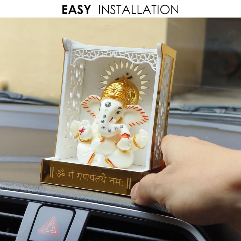 SOLOBOLO Ganesh Idol for Car Dashboard with Small Temple for Car DashboardGanesh Idol for Office DeskGanesha Idol for GiftGift for Housewarming Ceremony Mandir Mandir with Idol - Image 2