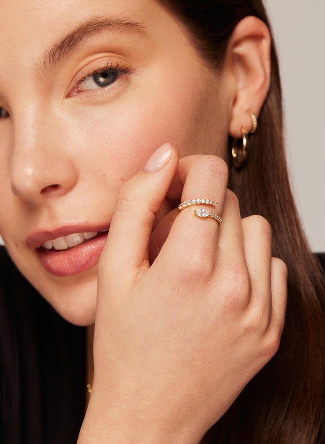 PAVOI 14K Yellow Gold Plated Cubic Zirconia Crossover Stackable Ring for Women | Marquise CZ Open Twist Eternity Band | Size 8 - Image 4