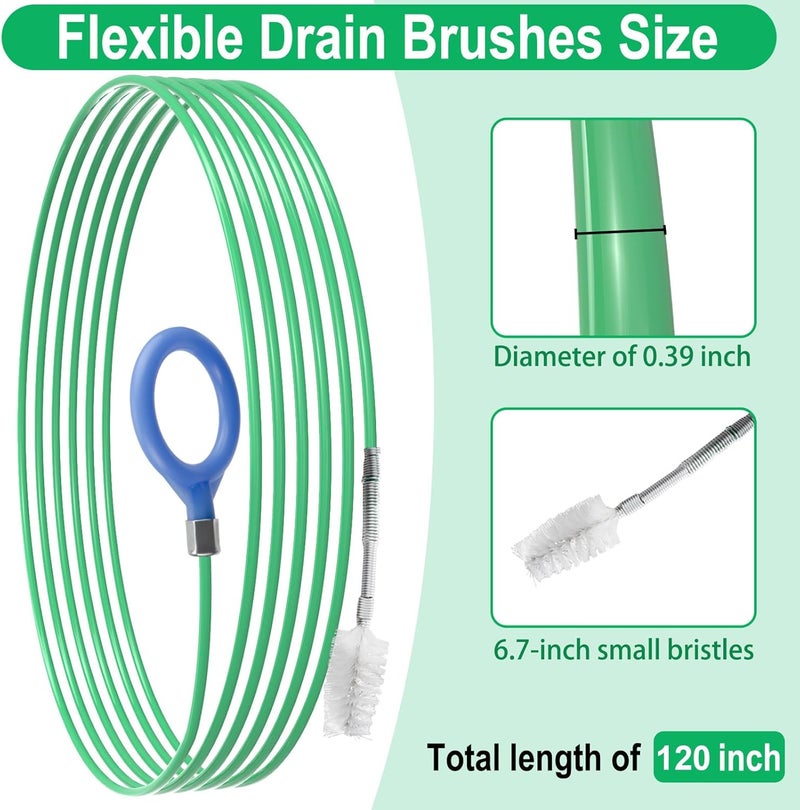 ecocstm Auto Sunroof Drain Cleaning Tool, 120 Inch Flexible Tube Cleaning Brush with Pipe Cleaning Brush, Syringe Hose, And Syringe Soft Drain Brush, Car Sunroof Drain Cleaner for Drains, Sewers, Windshields - Image 2