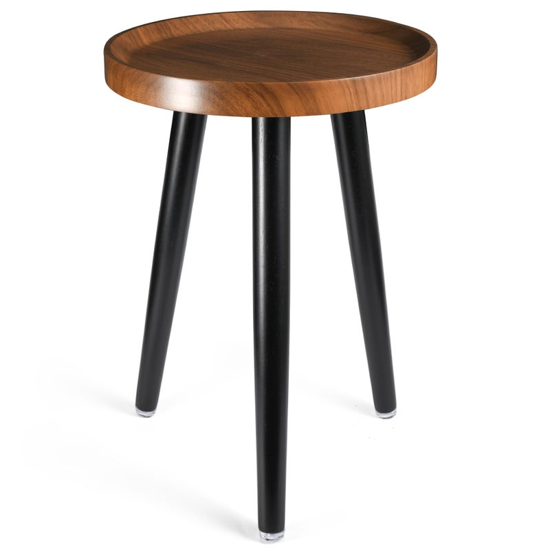 KGPLOME Indoor Plant Stand,Wood Mid Century Plant Table in Walnut Finish,Tall Plant Stand for Flower Pot,Modern Round Small Side End Table with Raised Design (Walnut, 12"x18") - Image 1