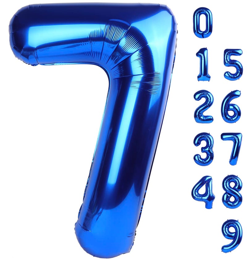 Mluchee 40 Inch Navy Blue 7 Balloon Numbers, Six Seven Birthday Decorations, 7 17 27 70 Year Old Balloon, Balloon Number for Engagement, Wedding - Image 1