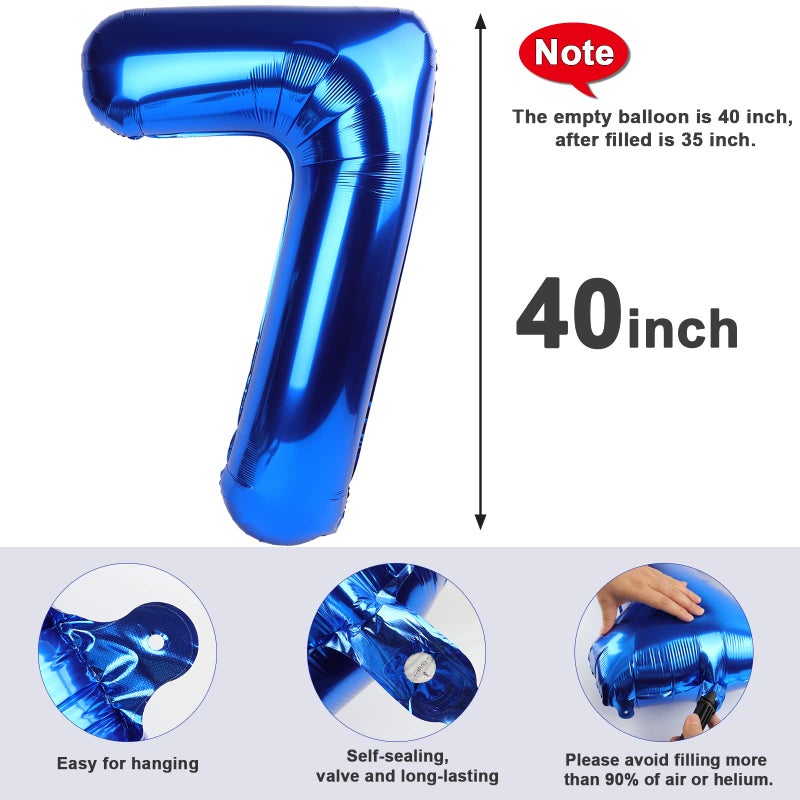 Mluchee 40 Inch Navy Blue 7 Balloon Numbers, Six Seven Birthday Decorations, 7 17 27 70 Year Old Balloon, Balloon Number for Engagement, Wedding - Image 5