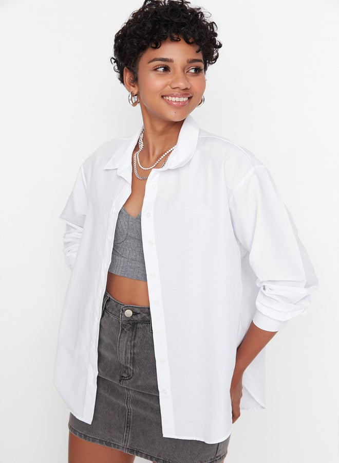 trendyol Shirt - White - Oversize  - Image 2
