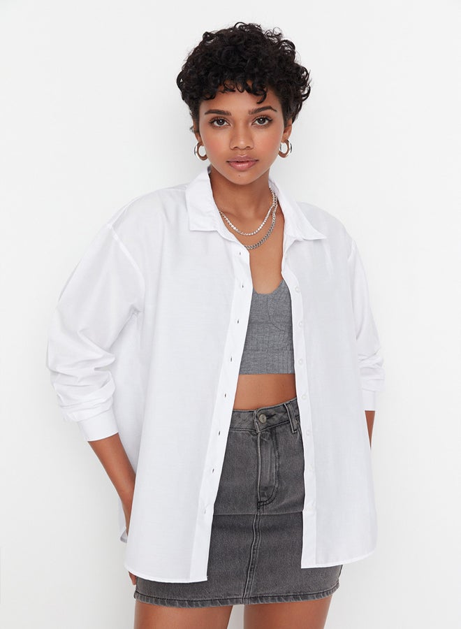 trendyol Shirt - White - Oversize  - Image 3